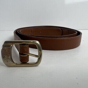 Phillippe Genuine Leather Brown Belt 02213 Gold Buckle Size Large
